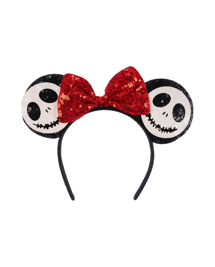 Serre-tête petite souris femelle Halloween avec paillettes sur étiquette cartonnée pliée