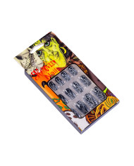 Adhesive black nails w/spiderwebs in box