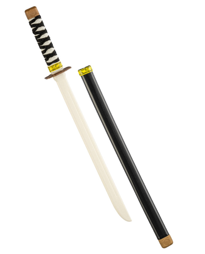 Espada samurai con funda de unos 60 cm de longitud con etiqueta colgante/etiqueta adhesiva