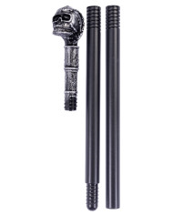 Zerlegbarer Stock mit Totenkopfknauf L. ca. 85 cm Pappschild/Etikett