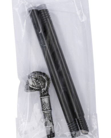 Bâton démontable avec pommeau tête de mort l. env. 85 cm avec étiquette volante / étiquette Bâton démontable avec pommeau tête de mort l. env. 85 cm avec étiquette volante / étiquette