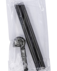 Zerlegbarer Stock mit Totenkopfknauf L. ca. 85 cm Pappschild/Etikett