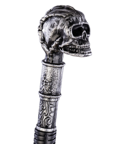 Bâton démontable avec pommeau tête de mort l. env. 85 cm avec étiquette volante / étiquette Bâton démontable avec pommeau tête de mort l. env. 85 cm avec étiquette volante / étiquette