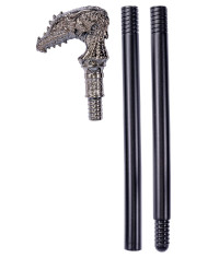 Zerlegbarer Stock mit Drachenknauf L. ca. 85 cm Pappschild/Etikett