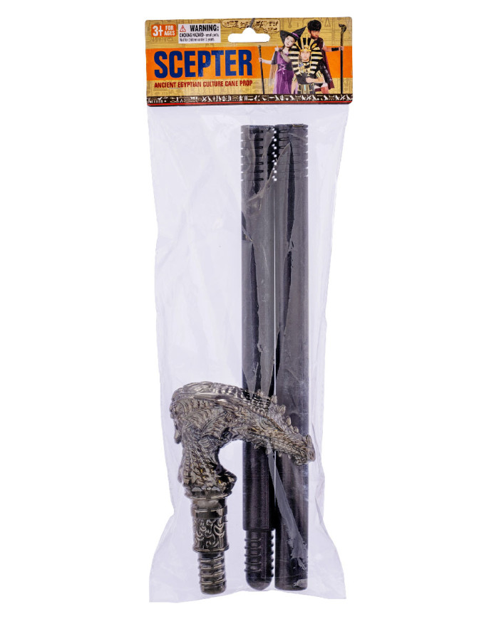 Zerlegbarer Stock mit Drachenknauf L. ca. 85 cm Pappschild/Etikett