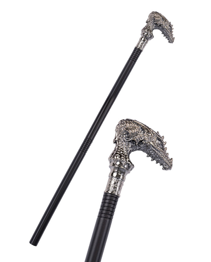 Bâton démontable avec pommeau dragon l. env. 85 cm avec étiquette volante / étiquette