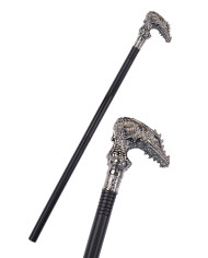 Zerlegbarer Stock mit Drachenknauf L. ca. 85 cm Pappschild/Etikett