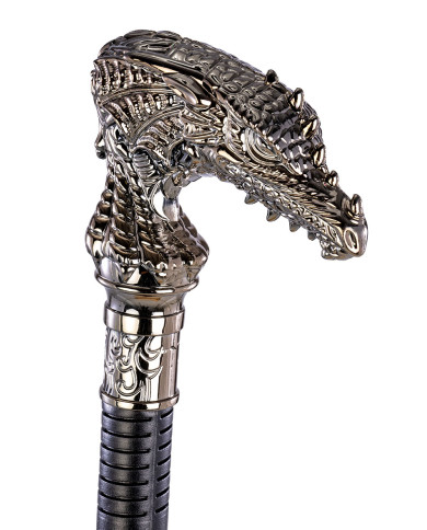 Bâton démontable avec pommeau dragon l. env. 85 cm avec étiquette volante / étiquette Bâton démontable avec pommeau dragon l. env. 85 cm avec étiquette volante / étiquette