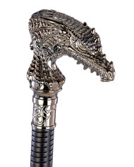 Bâton démontable avec pommeau dragon l. env. 85 cm avec étiquette volante / étiquette