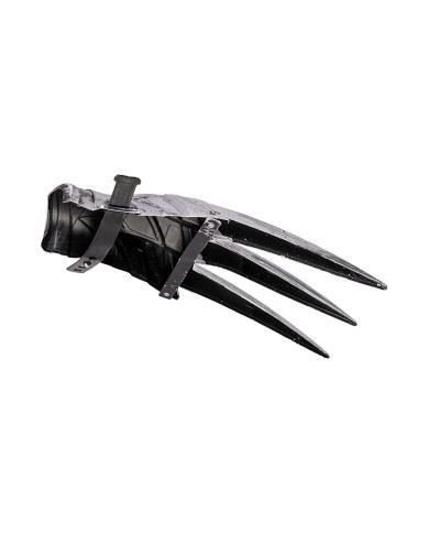 Gant avec lames en plastique gris l. env. 26 cm avec étiquette volante / étiquette Gant avec lames en plastique gris l. env. 26 cm avec étiquette volante / étiquette