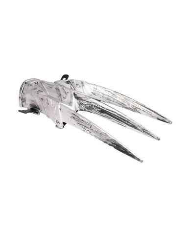 Gant avec lames en plastique gris l. env. 26 cm avec étiquette volante / étiquette Gant avec lames en plastique gris l. env. 26 cm avec étiquette volante / étiquette