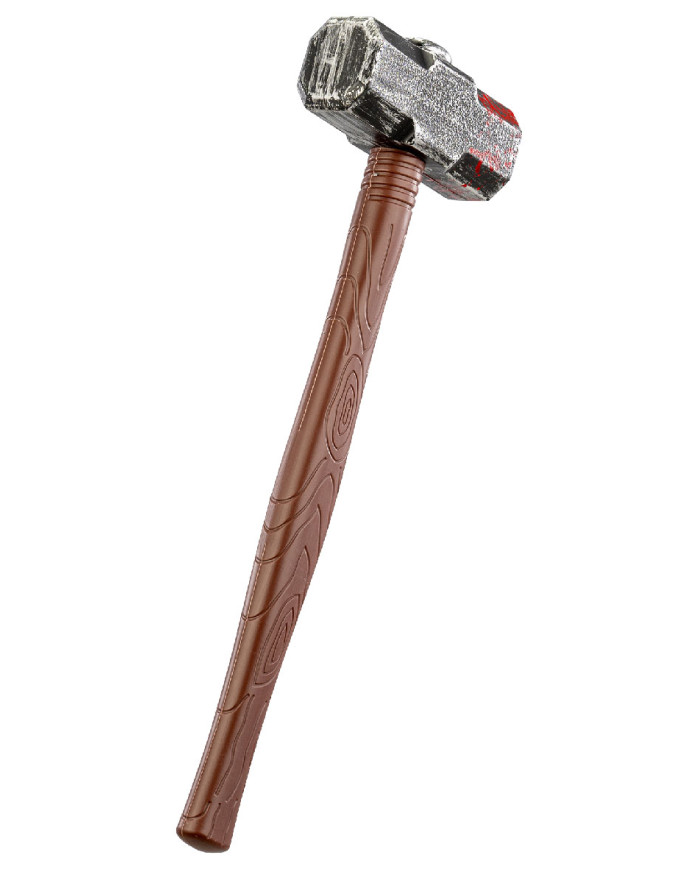 Massue sanglante en plastique l. env. 53 cm avec étiquette volante / étiquette