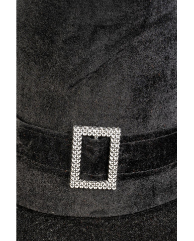 Chapeau de sorcière géant en velours noir avec boucle h. 50 cm x diam. 65 cm env. avec étiquette cartonnée pliée