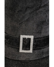 Chapeau de sorcière géant en velours noir avec boucle h. 50 cm x diam. 65 cm env. avec étiquette cartonnée pliée
