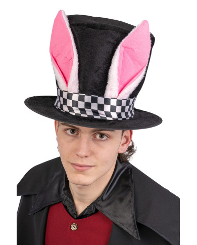 Chapeau avec oreilles de lapin en tissu h. env. 20 cm avec étiquette volante / étiquette