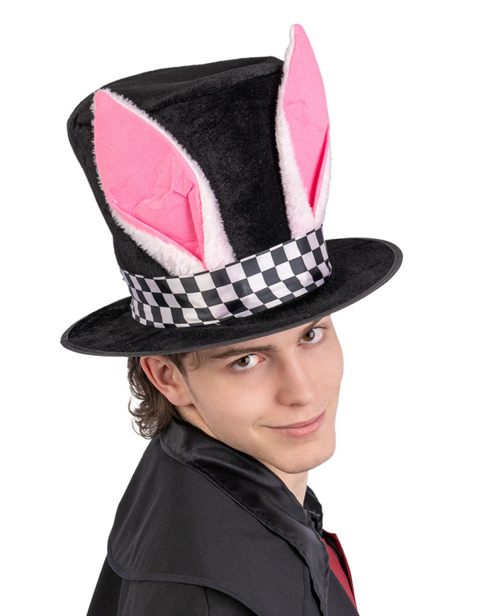 Cappello con orecchie coniglio in tessuto h cm. 20 ca con cartellino/etichetta