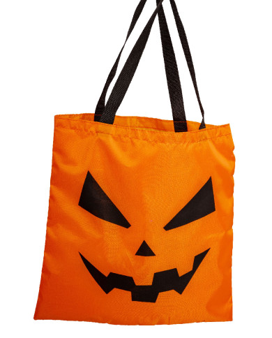 Bolso calabaza de tela plastificada 50 x 32 con luces con solapa de cartón (pilas incluidas) Bolso calabaza de tela plastificada 50 x 32 con luces con solapa de cartón (pilas incluidas)
