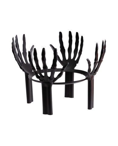 Cesta naranja con manos de esqueleto de unos 26 cm de diámetro con etiqueta colgante/etiqueta adhesiva