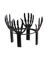 Cesta naranja con manos de esqueleto de unos 26 cm de diámetro con etiqueta colgante/etiqueta adhesiva