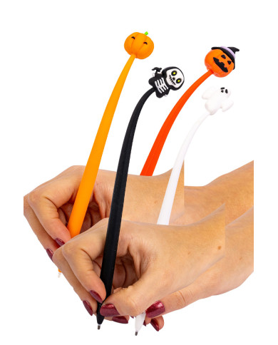 Stylo Halloween 4 modèles assortis sur un présentoir