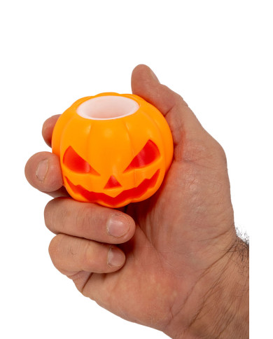 Calabaza de goma antiestrés de unos 7 cm de diámetro, modelos surtidos, en expositor