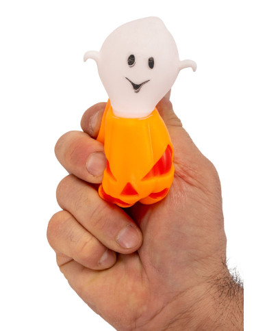 Calabaza de goma antiestrés de unos 7 cm de diámetro, modelos surtidos, en expositor