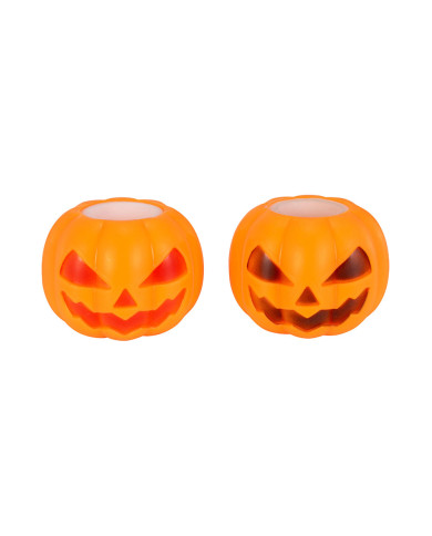 Calabaza de goma antiestrés de unos 7 cm de diámetro, modelos surtidos, en expositor