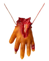 Collar con mano cortada de látex con solapa de cartón