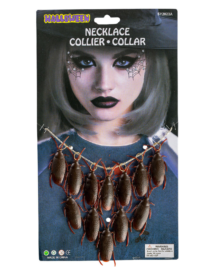 Cockroaches necklace in bag on card Cockroaches necklace in bag on card
