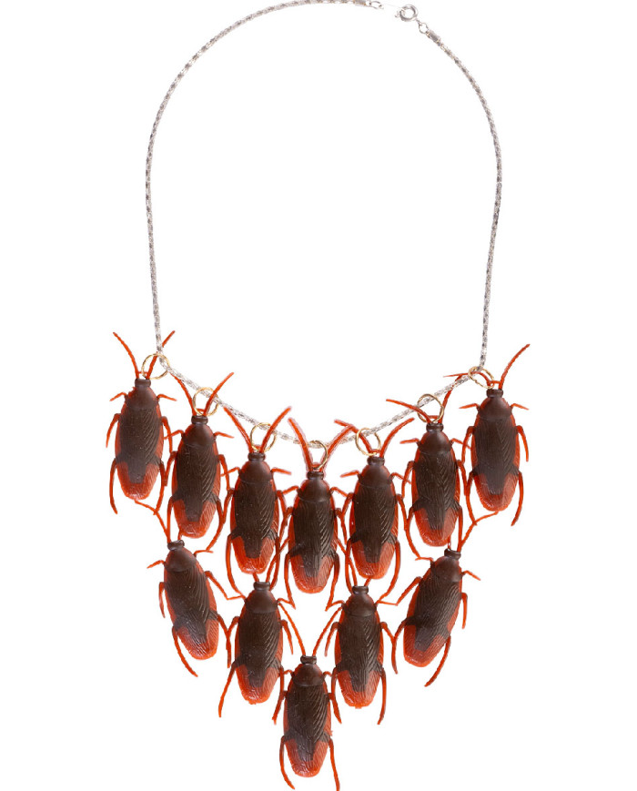 Collar de cucarachas en bolsa sobre cartoncillo