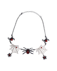 Collar w/spiderwebs and metal spiders on card