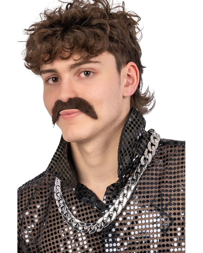 Collar plateado de plástico con solapa de cartón