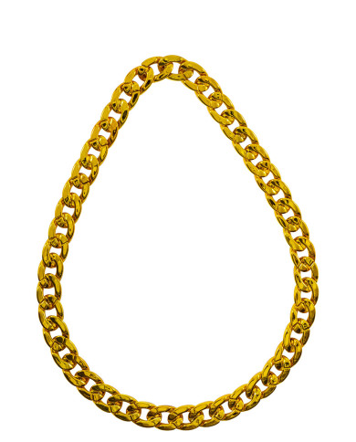 Collier doré en plastique avec étiquette cartonnée pliée Collier doré en plastique avec étiquette cartonnée pliée