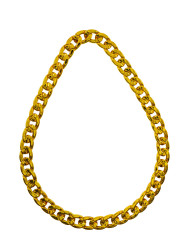 Collier doré en plastique avec étiquette cartonnée pliée