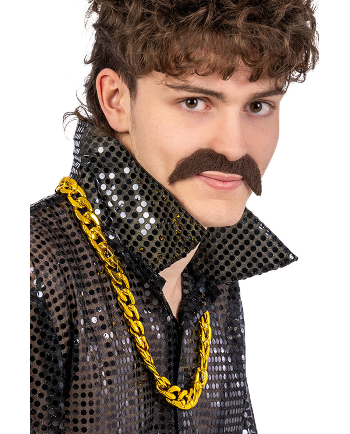 Collier doré en plastique avec étiquette cartonnée pliée