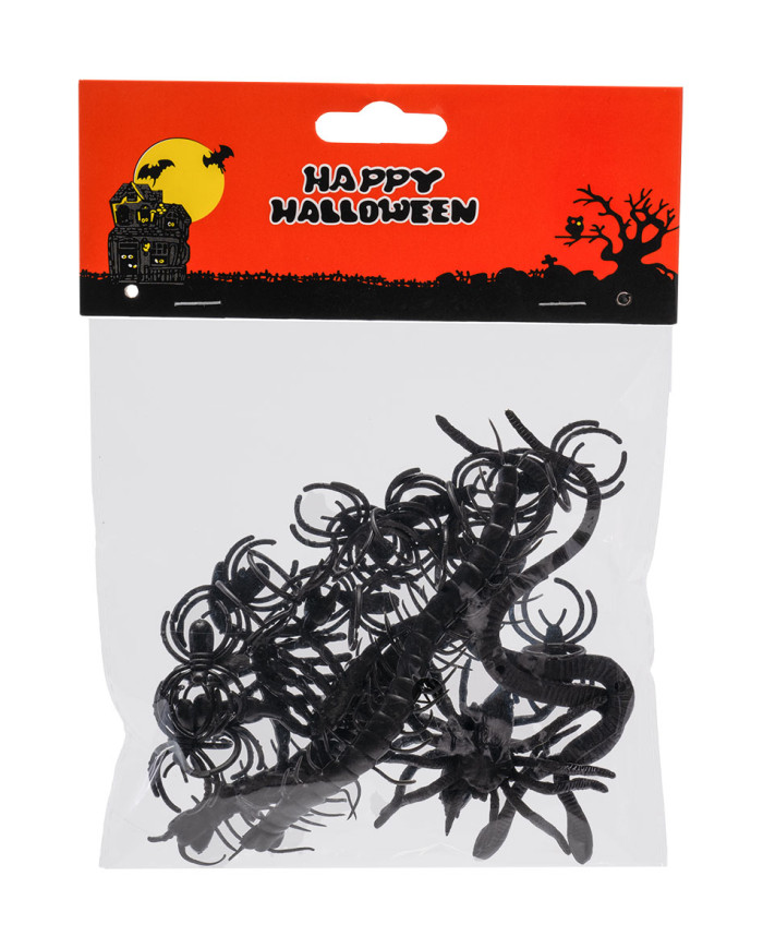 Animaux effrayants Halloween 20 pcs en plastique dans un sachet avec étiquette ferme-sachet