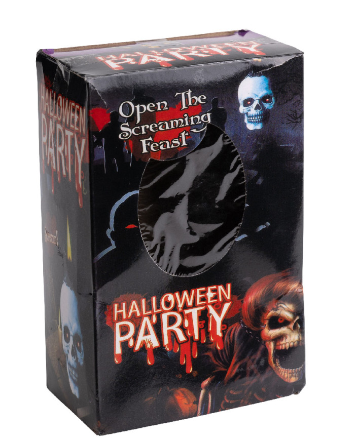 Candle holder w/skull and lights (batt.incl.) h.cm.16. in box