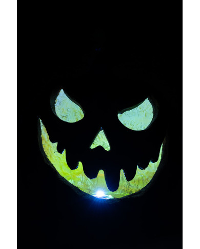 Zucca decorativa in resina con luci h. cm. 33 ca. in scatola