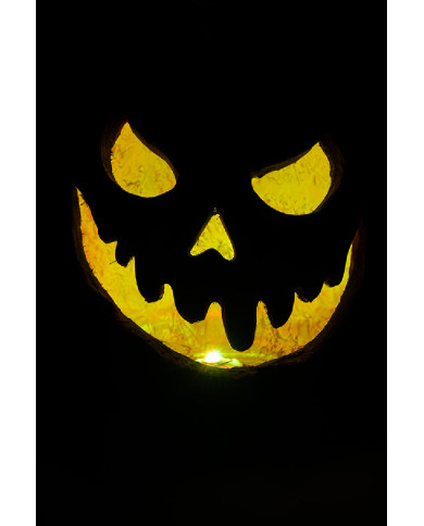 Zucca decorativa in resina con luci h. cm. 33 ca. in scatola