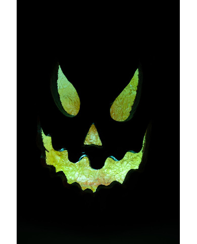 Zucca decorativa in resina con luci h.cm.40 ca. in scatola