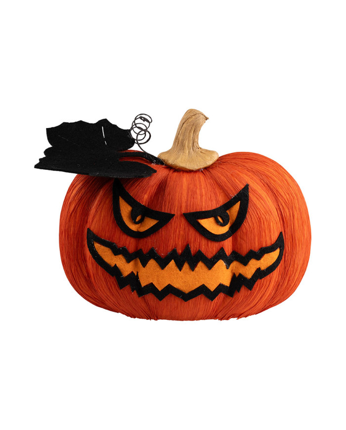 Calabaza decorativa recubierta de poliestireno y adornos de unos 20 cm de altura x 25 cm de longitud con etiqueta colgan...