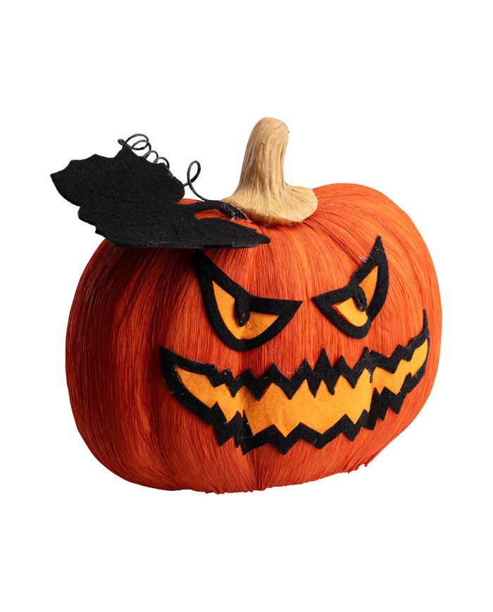 Calabaza decorativa recubierta de poliestireno y adornos de unos 20 cm de altura x 25 cm de longitud con etiqueta colgan...