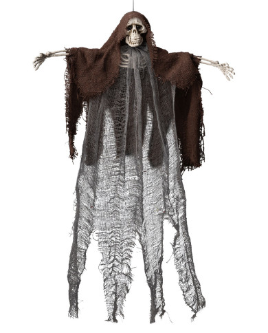 Squelette à suspendre avec cape et capuche h. env. 60 cm avec étiquette volante / étiquette Squelette à suspendre avec cape et capuche h. env. 60 cm avec étiquette volante / étiquette
