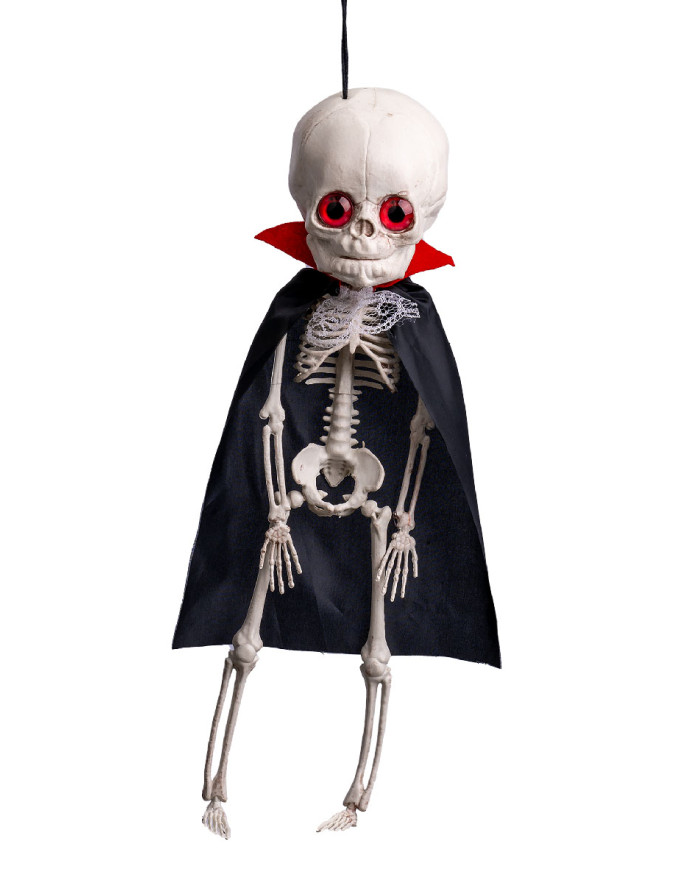 Dracula-Skelett zum Aufhängen, H. ca. 45 cm mit Pappschild/Etikett