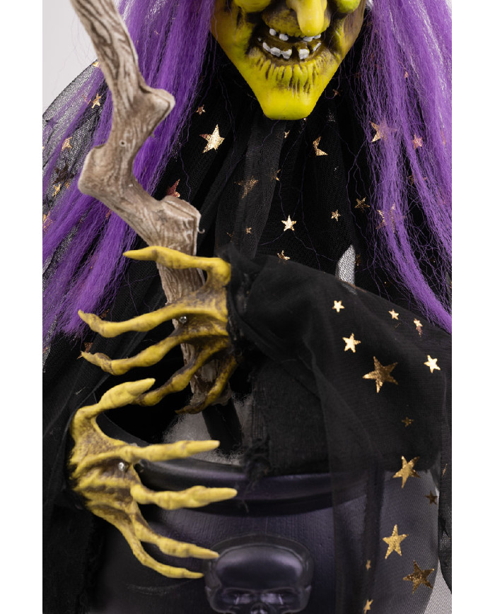 Witch w/cauldron h.cm.60 w/lights, sound and movements (batt. not incl.) with hangtag/label