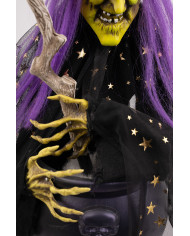 Witch w/cauldron h.cm.60 w/lights, sound and movements (batt. not incl.) with hangtag/label