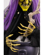 Witch w/cauldron h.cm.60 w/lights, sound and movements (batt. not incl.) with hangtag/label