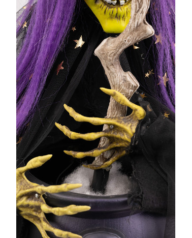 Bruja con calderón de unos 60 cm de altura con luces, sonido y movimiento (pilas no incluidas) con etiqueta colgante/et... Bruja con calderón de unos 60 cm de altura con luces, sonido y movimiento (pilas no incluidas) con etiqueta colgante/et...