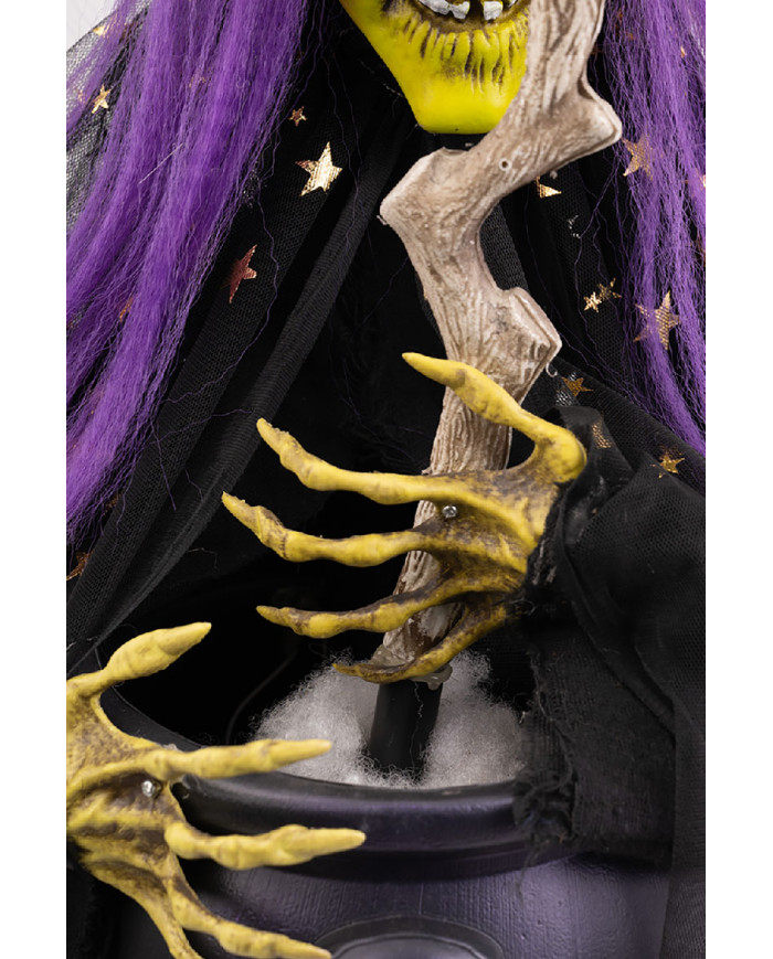 Witch w/cauldron h.cm.60 w/lights, sound and movements (batt. not incl.) with hangtag/label