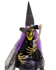 Witch w/cauldron h.cm.60 w/lights, sound and movements (batt. not incl.) with hangtag/label